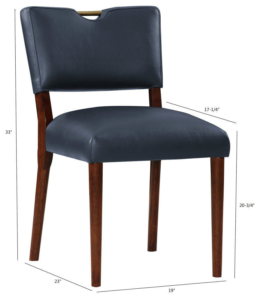 Bonito Faux Leather Dining Set, Walnut Finish, Midnight Blue, 5-Piece Set