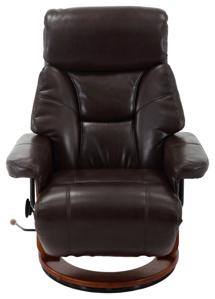 HomeRoots Deep Brown Faux Leather Swivel Adjustable Recliner Chair
