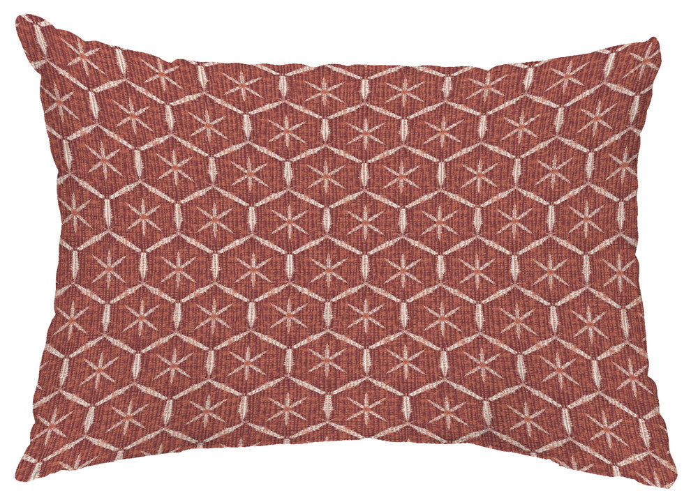 Tufted 14"x20" Abstract Decorative Outdoor Pillow, Maroon