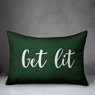 Get Lit, Dark Green 14x20 Lumbar Pillow
