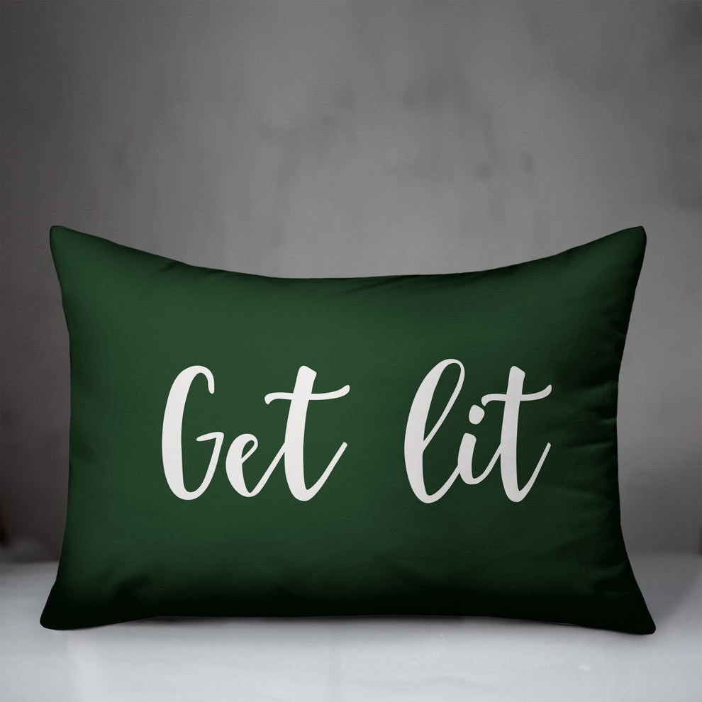 Get Lit, Dark Green 14x20 Lumbar Pillow
