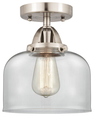 Large Bell Semi-Flush Mount, Brushed Satin Nickel, Clear, Clear