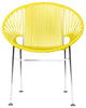 Concha Indoor/Outdoor Handmade Dining Chair, Yellow Weave, Chrome Frame