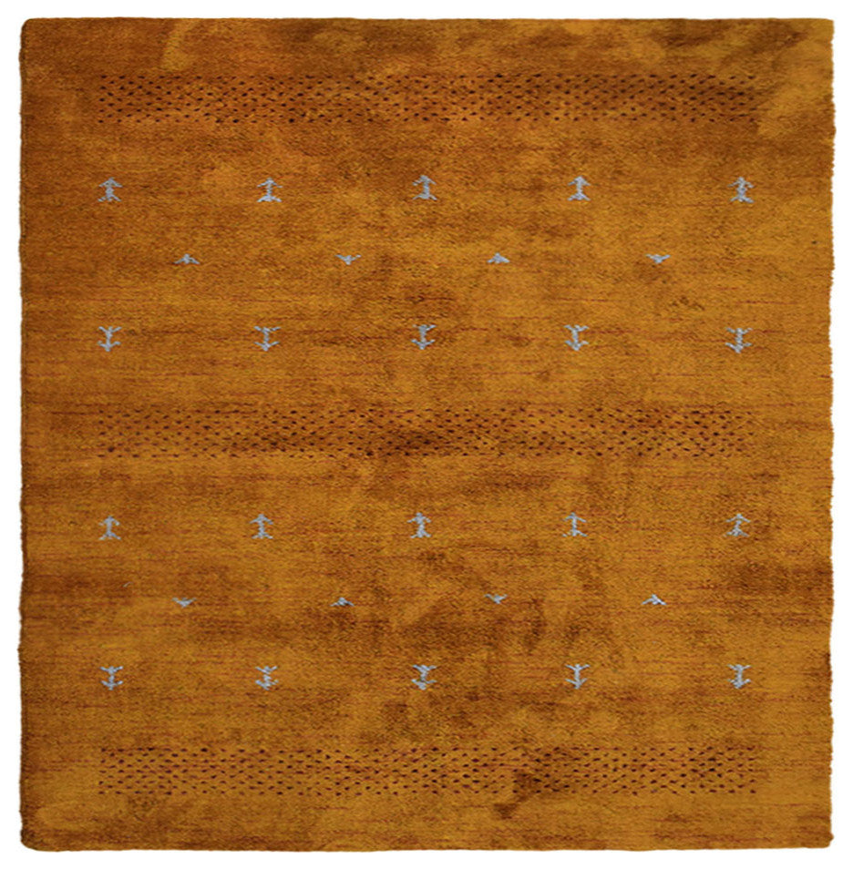 HAND KNOTTED LOOM SILK ECO-FRIENDLY AREA RUG -10'x10',Square,Orange,Contemporary