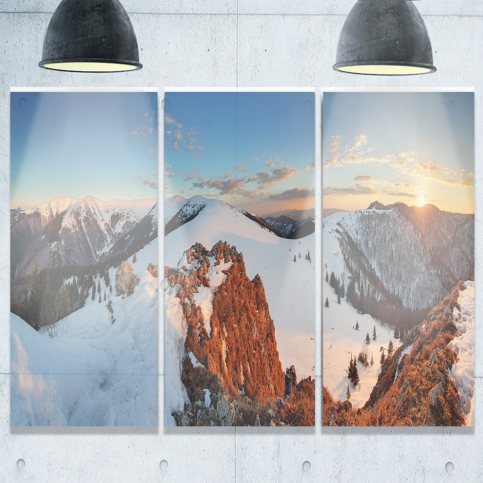 "Slovakia Frozen Landscape Panorama" Metal Wall Art, 3 Panels, 36"x28"