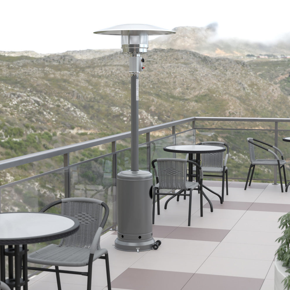 Roseto FFOF21416 87" Tall Portable Outdoor Propane Patio Heater - Silver