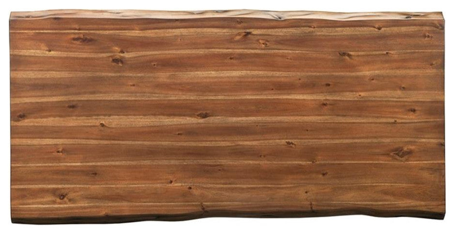 Alpine Furniture Live Edge Solid Wood Dining Table in Light Walnut (Brown)