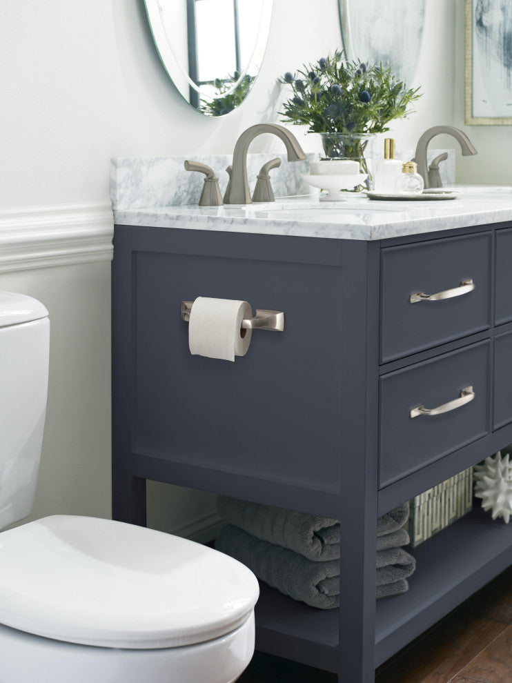 Amerock Highland Ridge Transitional Pivoting Double Post Toilet Paper Holder, Br
