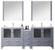 Lexora Volez 84" Vanity Cabinet, Dark Gray, Top, Mirror, 4 Doors 7 Drawers