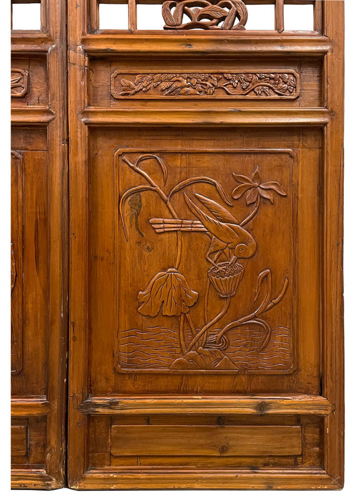 Consigned Antique Chinese Handcraft 3 Panels Wooden Screen/Room Divider