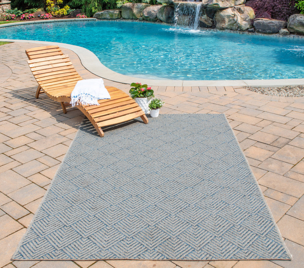 Como COM-3 Indoor Outdoor Rug, Blue, 3'11"x5'7"