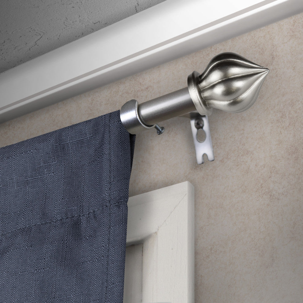 Meda 5/8" Curtain Rod, Satin Nickel, 48-84"