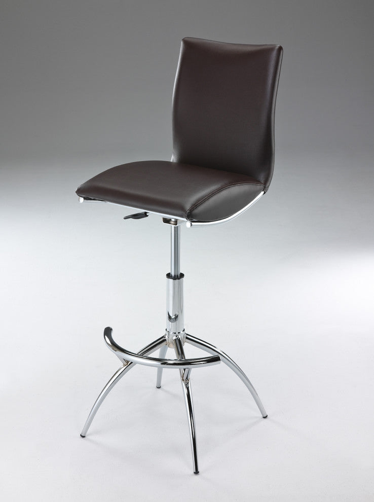 Dark Brown Leatherette Swivel Bar Stool With Gas Lift