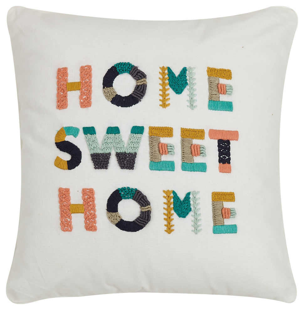 Home Sweet Home Embroidered Pillow