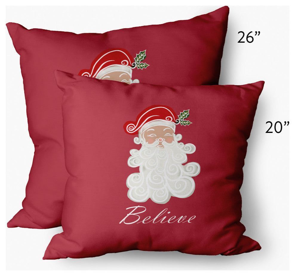 Believe in Santa Decorative Throw Pillow, Muted Red, 14"x20"