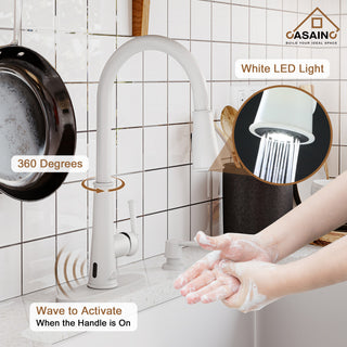 Single-Handle Pull Down Sprayer Kitchen Faucet with Touchless Sensor, Matte White