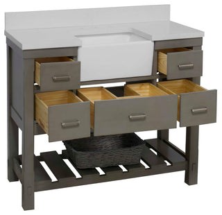 Charlotte 48" Bathroom Vanity, Weathered Gray, Quartz