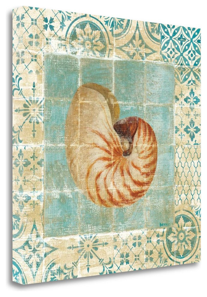 "Shell Tiles III Blue" By Danhui Nai, Giclee Print on Gallery Wrap Canvas