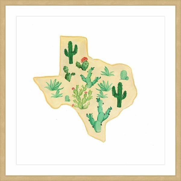 "Texas Cactus" Framed Painting Print, 12"x12"