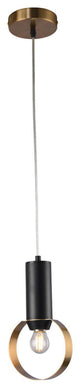 Single Pendant Lighting, Black/Gold