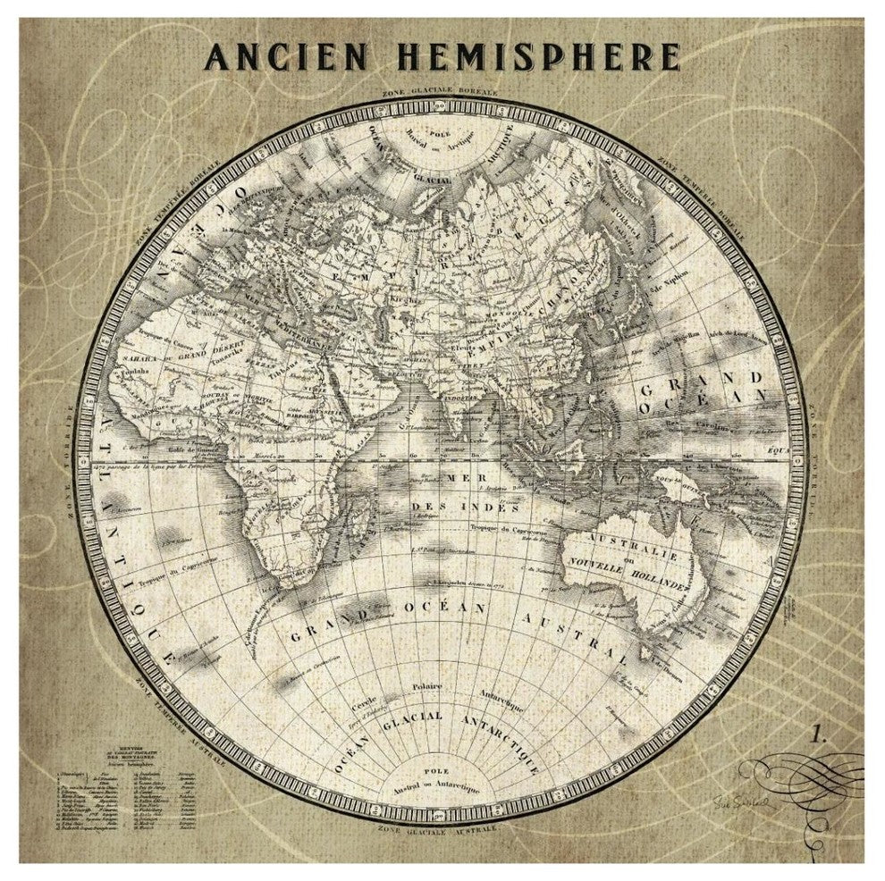 "French World Map II" Digital Paper Print by Sue Schlabach, 42"x42"