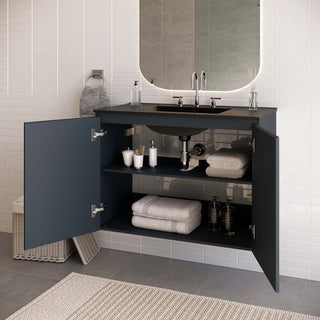 Bryn 36" Wall-Mount Bathroom Vanity, Gray Black