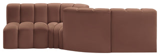 Arc Vegan Leather Upholstered 4-Pc. Facing Modular Sectional, Cognac