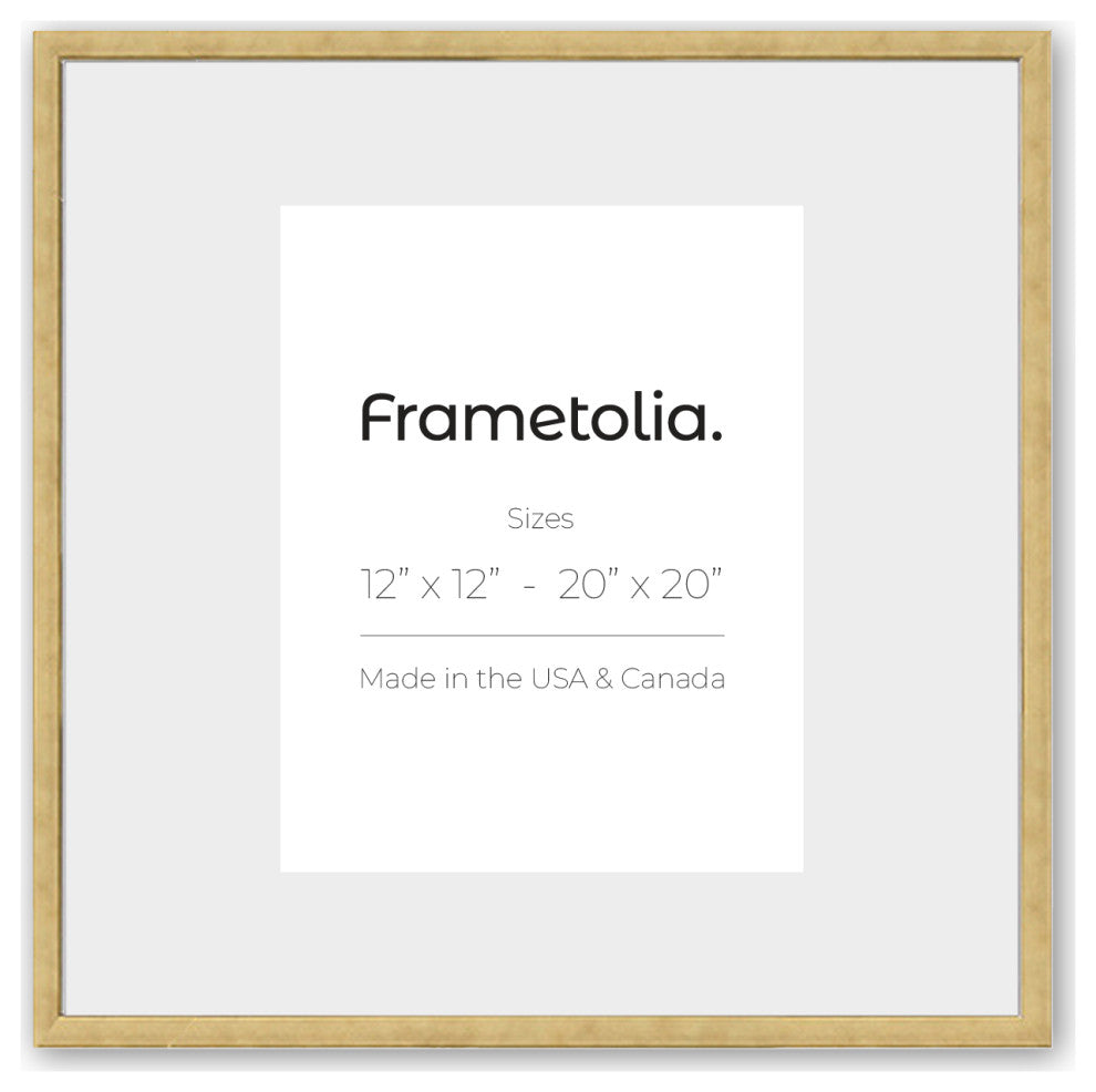 Brushed Gold 3/4 Wall Frame, Wide Mat, 11x14 Opening, 20x20 Without Mat