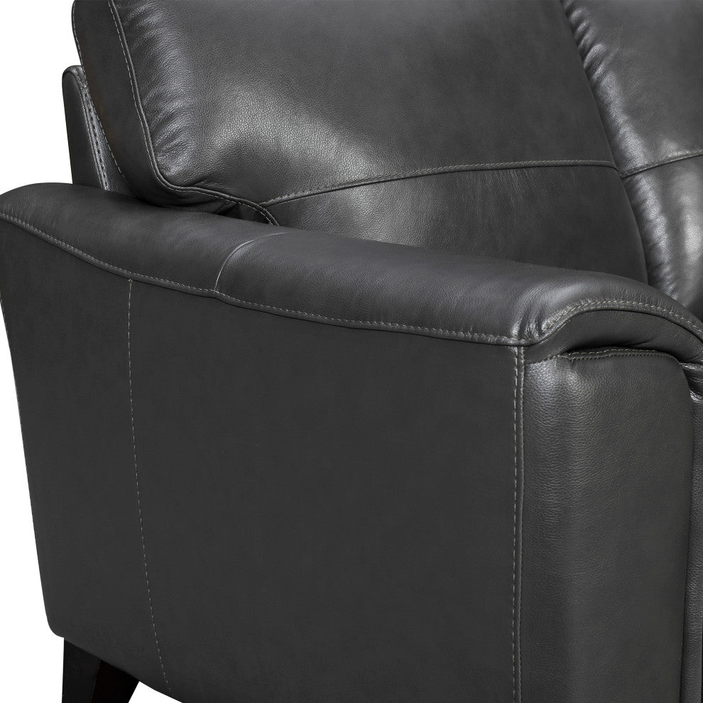 Bergen 87" Genuine Leather Square Arm Sofa, Pewter