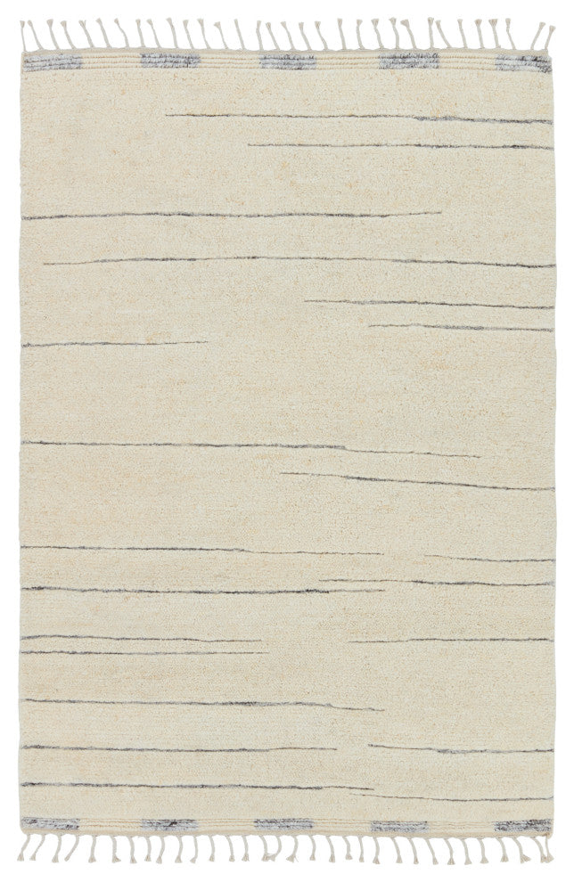 Jaipur Living Furrow Hand-Knotted Striped Cream/ Gray Area Rug 9'X12'