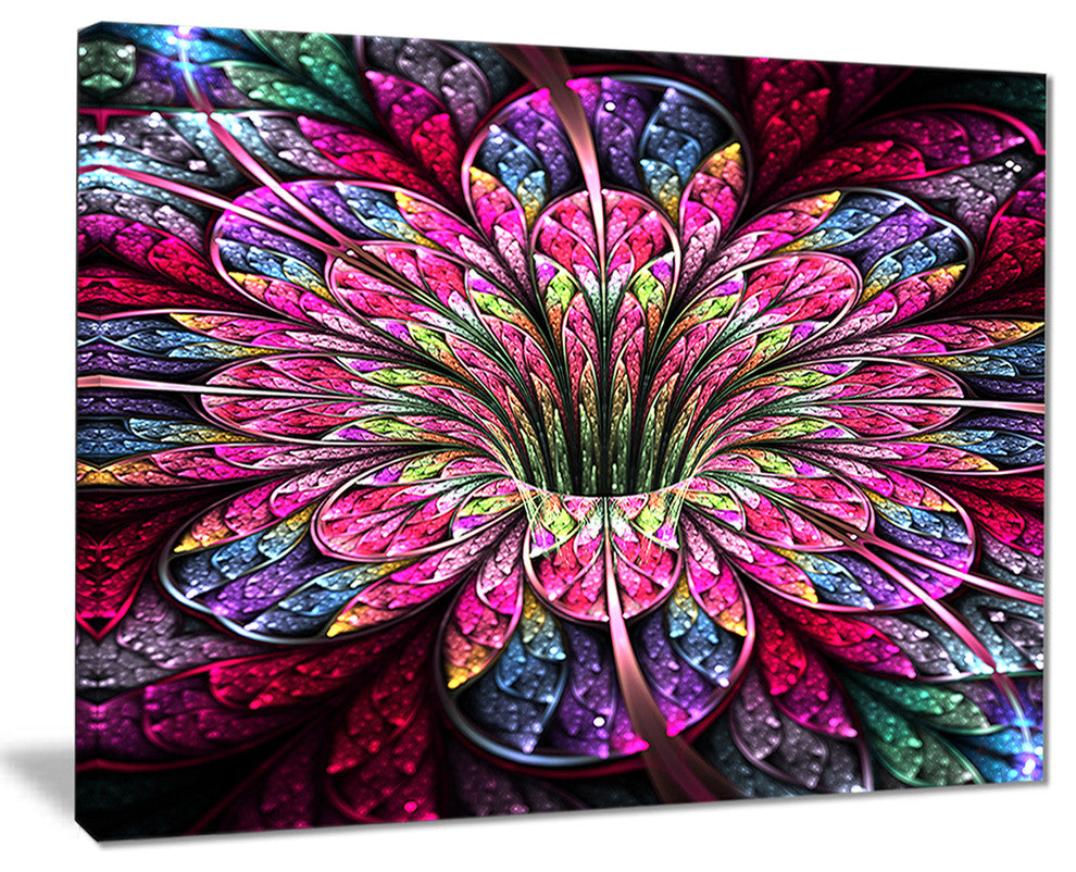 "Pink Blue Colorful Flower" Floral Digital Art Canvas Print