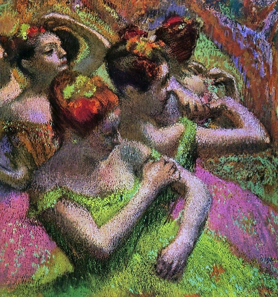 Edgar Degas Ballerinas Adjusting Their Dresses Gallery Wrapped Canvas Print