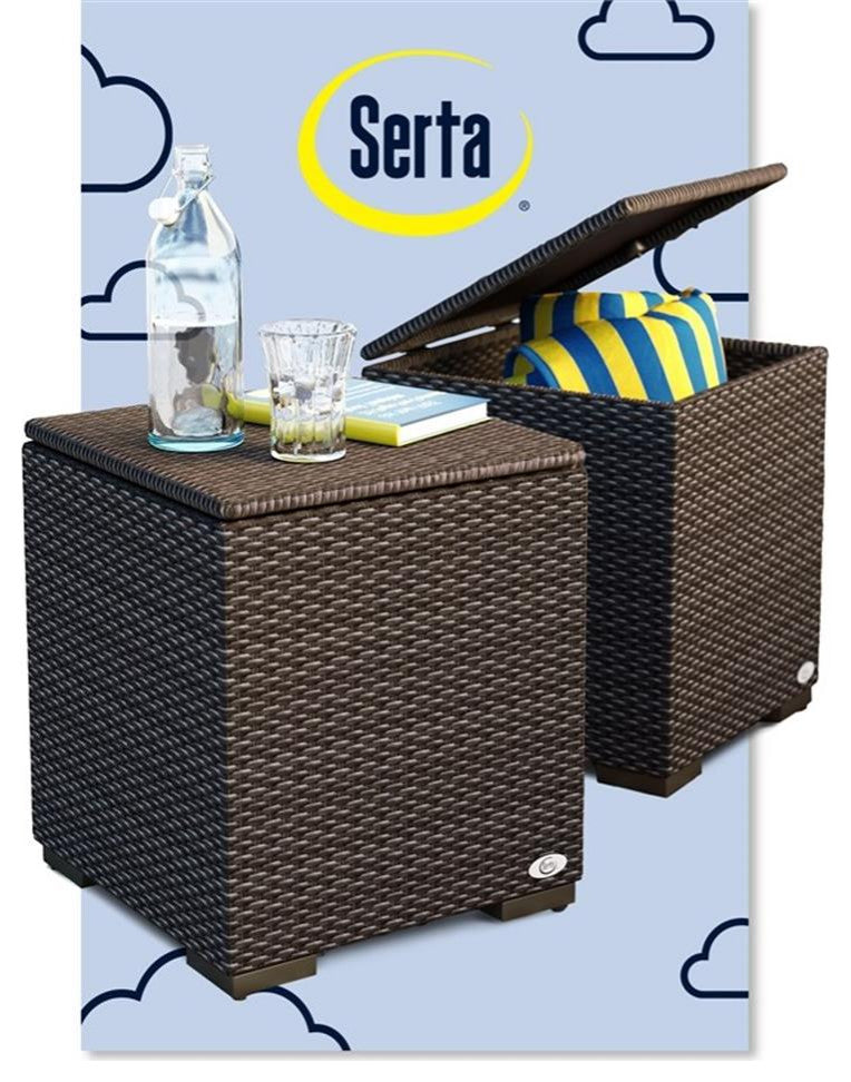 Serta Laguna Wicker Patio Storage Side Table in Brown