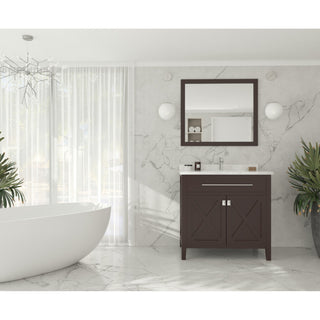 Wimbledon, 36" Brown Cabinet With White Carrara Marble Countertop