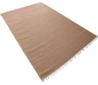 HAND WOVEN FLAT WEAVE KILIM WOOL ECO-FRIENDLY AREA RUGS-Solid,Light Brown