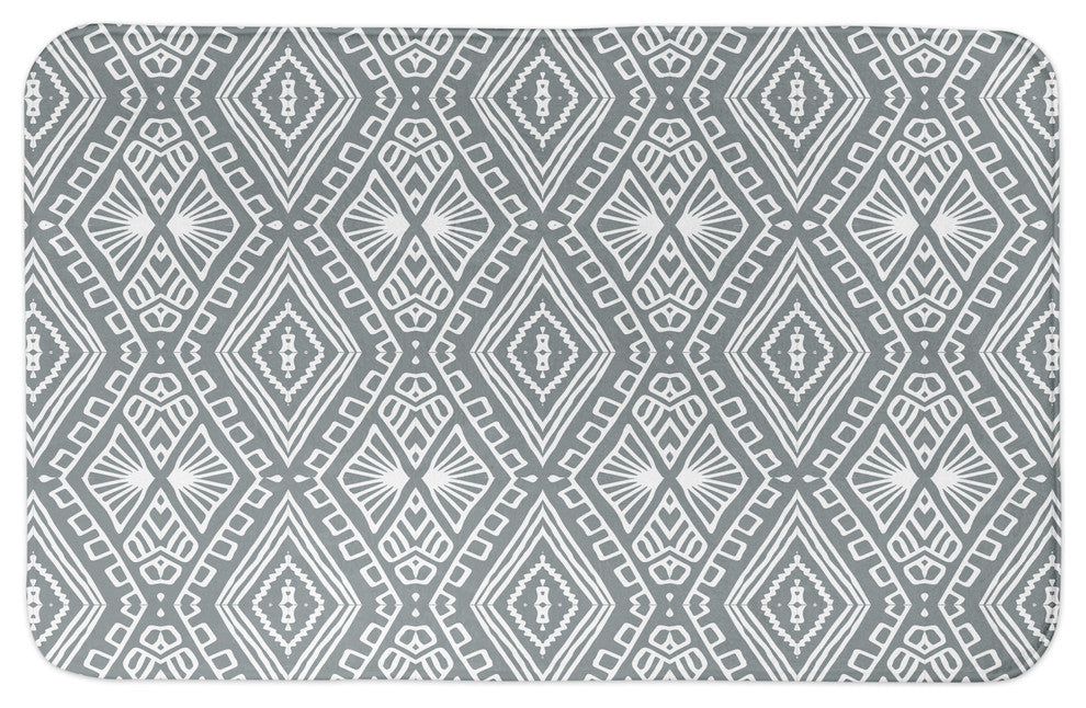 Grey Boho Tribal 34x21 Bath Mat