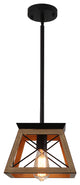 Rustic 1-Light Single Rectangle Pendant Light, Brown