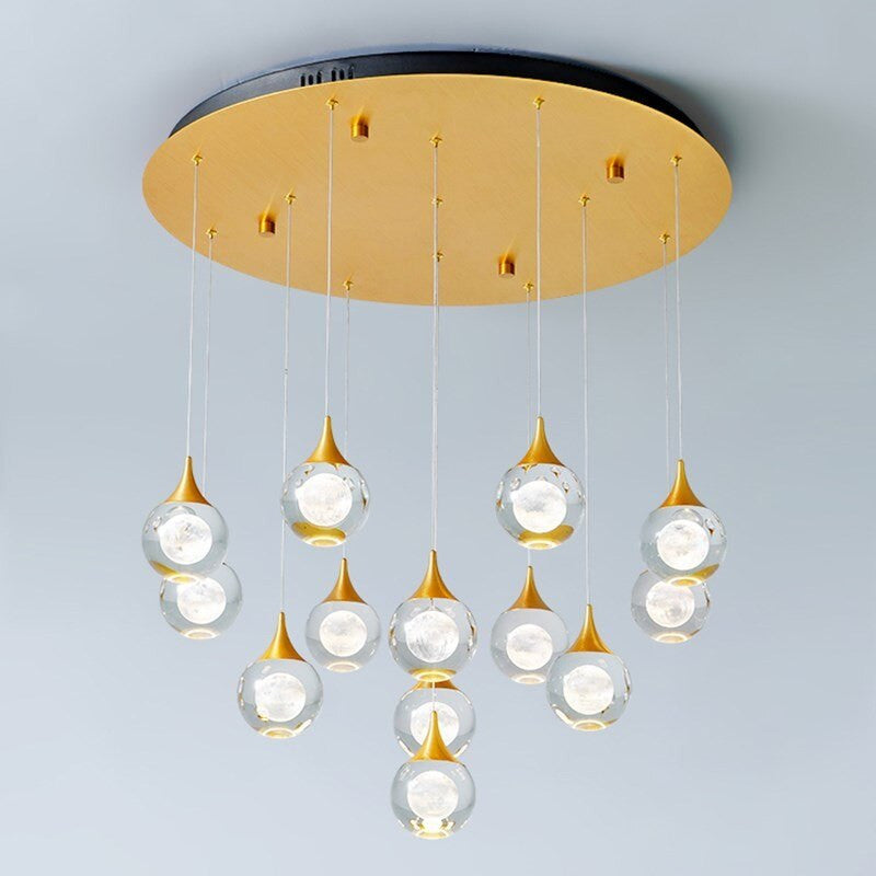 MIRODEMIÂ® Pigna | Modern Crystal LED Chandelier with Hanging Balls, 6 Lights