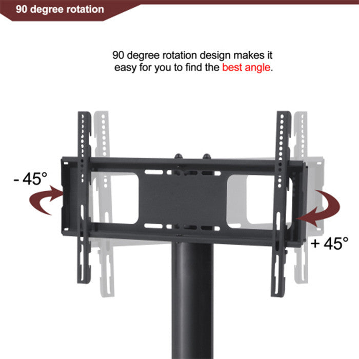 Black Multi-function TV Stand  Adjustable Height  Bracket Swivel 3-Tier