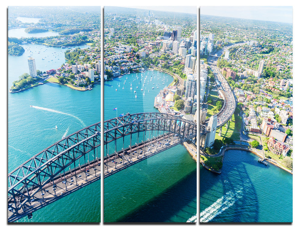 "Sydney Aerial View" Photography Metal Wall Art, 3 Panels, 36"x28"