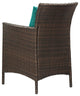 Side Dining Chair and Table Set, Rattan, Wicker, Brown Green, Modern, Outdoor
