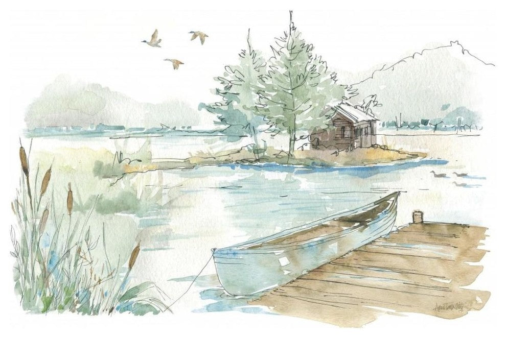 "Lakehouse II on White" Digital Paper Print by Anne Tavoletti, 20"x14"