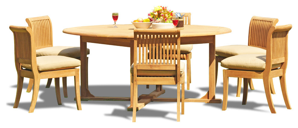7-Piece Set, 72" Round Table, 6 Giva Chairs, Sunbrella Cushion, Dove Pebble