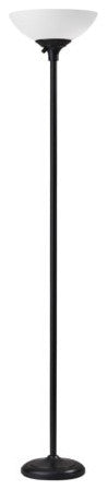 Tailored Black Metal Torchiere With Bright Illumination