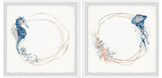 Oceanic Wildlife Diptych, 2-Piece Set, 32x32 Panels