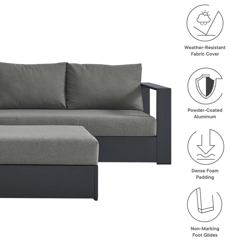 Tahoe Outdoor Patio Powder-Coated Aluminum 5-Piece Sectional Sofa Set - Gray Cha