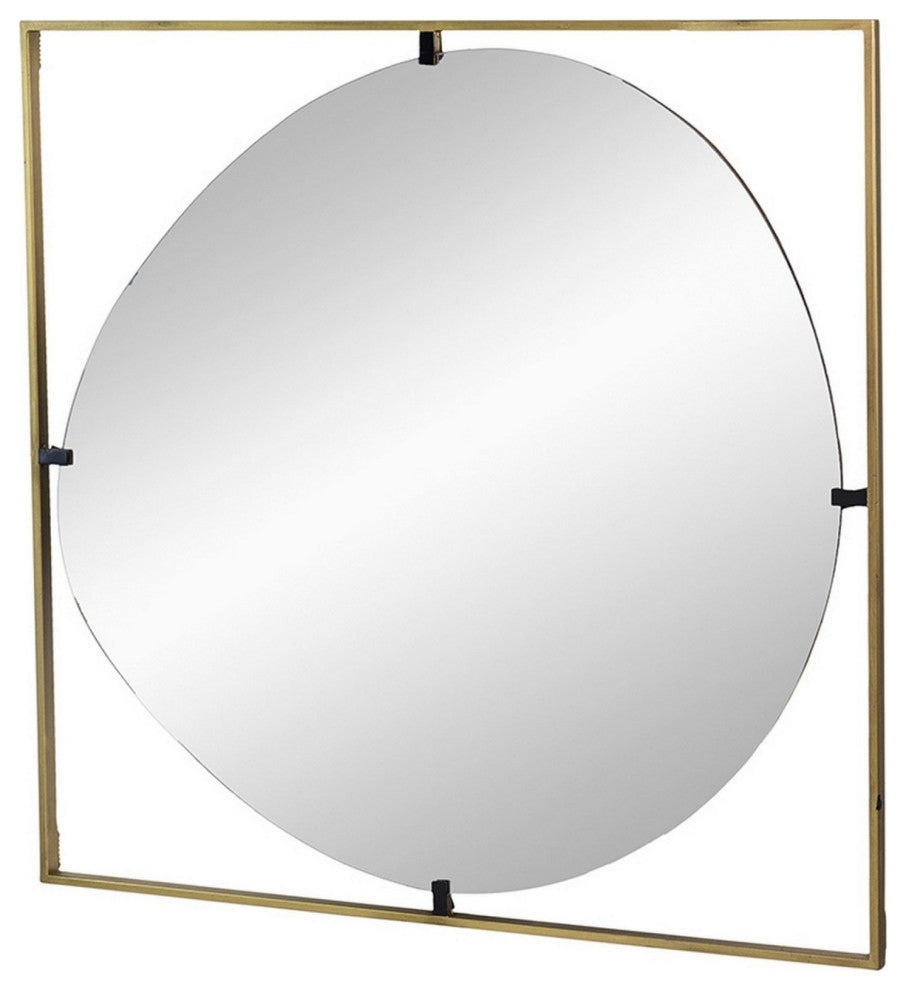 Ani 32 Inch Mirror, Artistic Oval Cut Out Design, Gold Finish Metal Frame