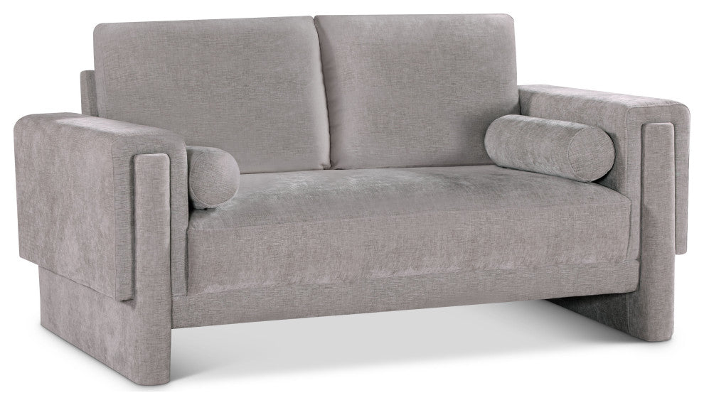 Madeline Chenille Fabric Upholstered Chair, Grey, Loveseat