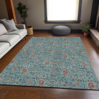 Premium Machine Washable Mayfield AMF660 Teal 8' x 10' Rug