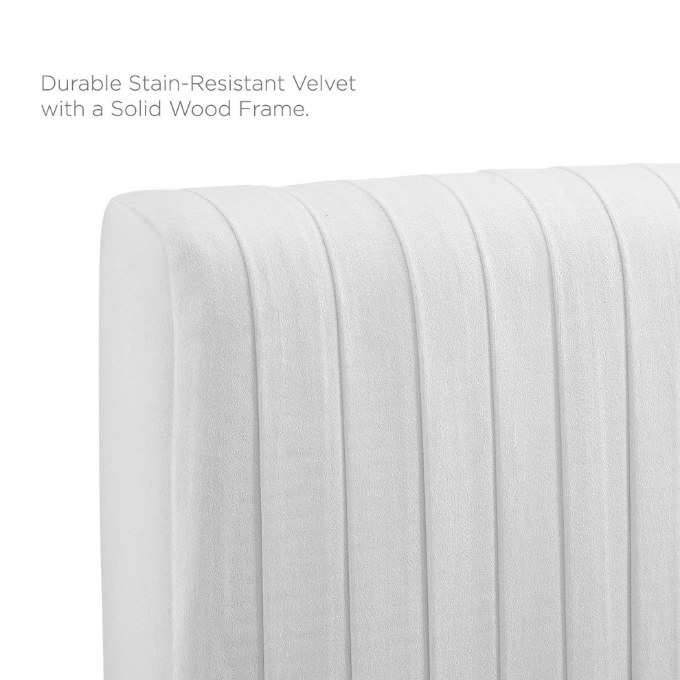 Eloise Channel Tufted Performance Velvet Twin Headboard-White